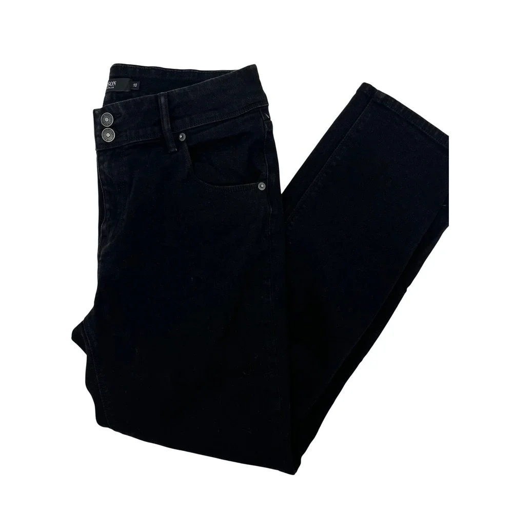 Hudson Los Angeles Womens Black Slim Straight Flap Pocket Jeans‎ Size 10 1811754